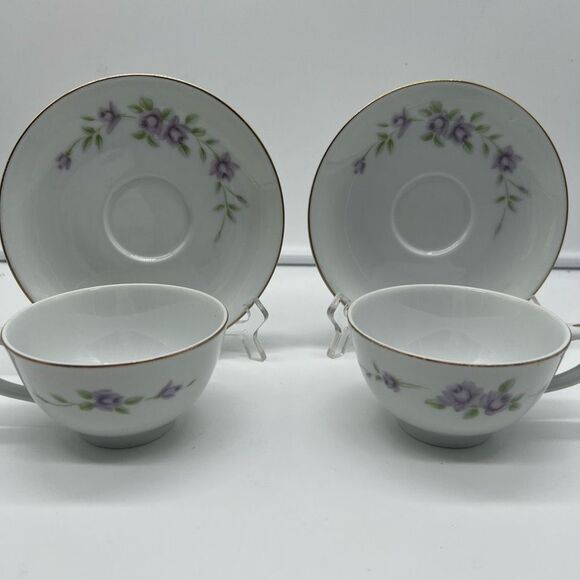 Noritake Vintage Nippon Toki Kaisha Fantasy Fine Pattern Set of 2 Cup and Saucer - Picture 3 of 9